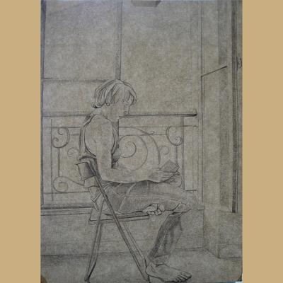 Léa <p>crayon sur papier, cm 29 x 21<br class='autobr' />
2014</p>
