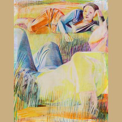 Sans titre <p>Crayons colorés sur papier, cm 73 x 50<br class='autobr' />
2018</p>